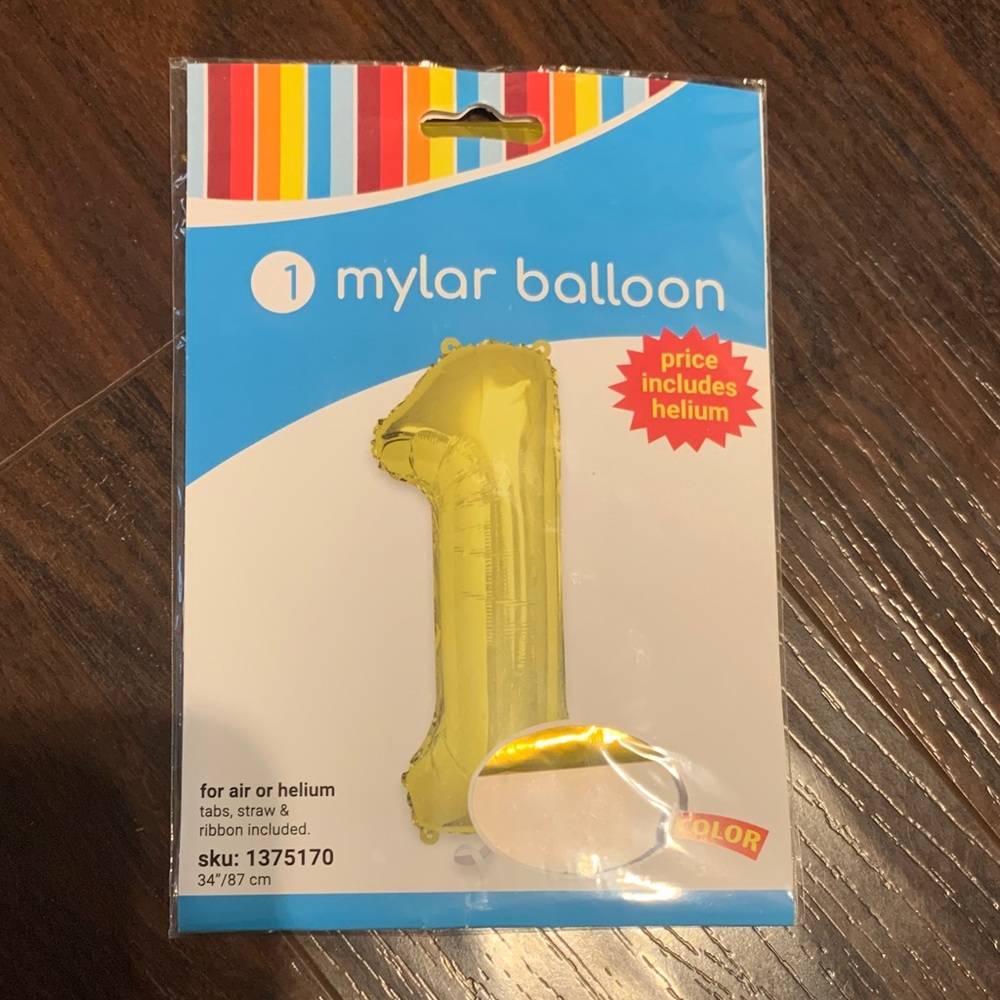 Yellow Mylar Number 1 Balloon